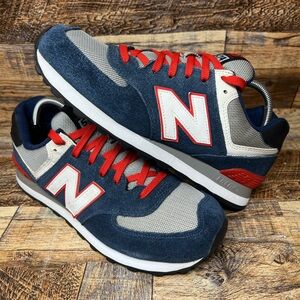 New Balance 574 Navy Blue Red Mens Size 9 Sneakers FAST SHIP!